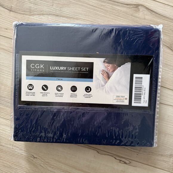 NEW CGK Unlimited Luxury Sheet Set Twin  Navy Blue Size Extra Deep Pocket - Picture 1 of 2